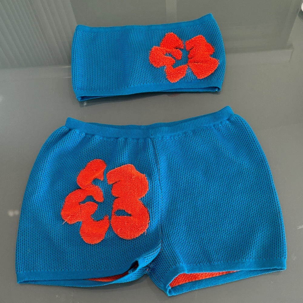 SHEIN Bright Blue & Orange Knit Set